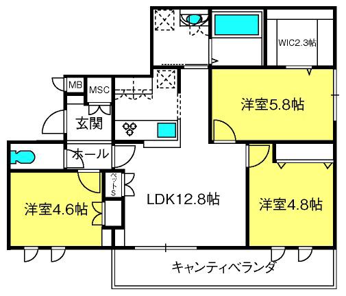 COCOON PLACE(3LDK/2階)の間取り写真
