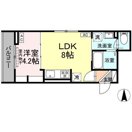 セレスティア南花畑V(1LDK/3階)の間取り写真