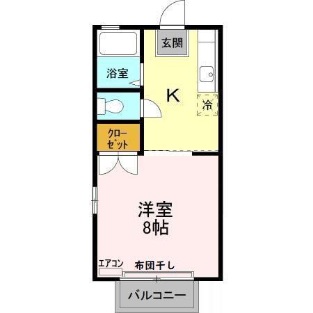 セジュール吉備(1K/2階)の間取り写真