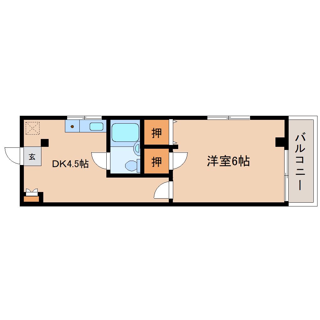 セジュール手貝(1DK/2階)の間取り写真