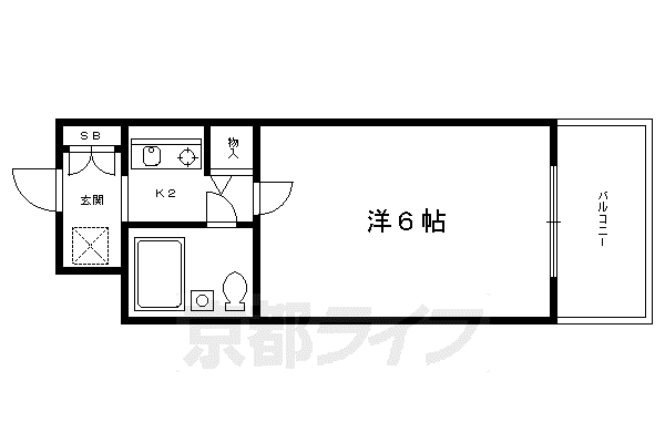 DETOM‐1西陣聚楽PARTII(1K/3階)の間取り写真