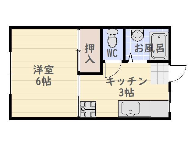 ポプラハイツ(1K/2階)の間取り写真