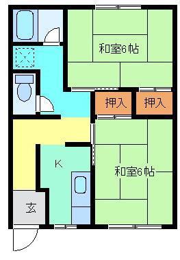 石坂コーポ A棟(2K/1階)の間取り写真