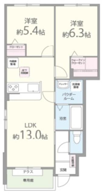 メゾンはるか(2LDK/1階)の間取り写真