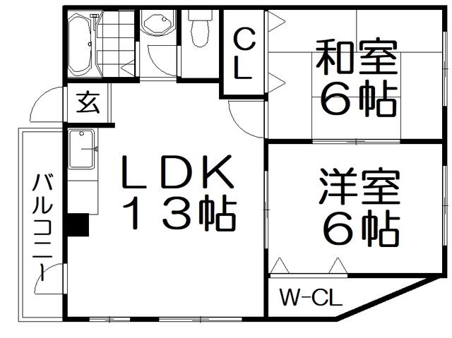 プラディオ松丘(2LDK/3階)の間取り写真