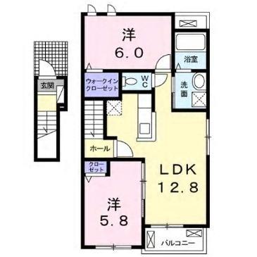 スマイリーハウス宇和 I(2LDK/2階)の間取り写真