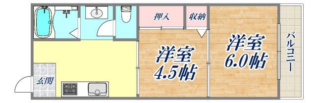 千種ヶ丘グランドハイツ(2DK/2階)の間取り写真