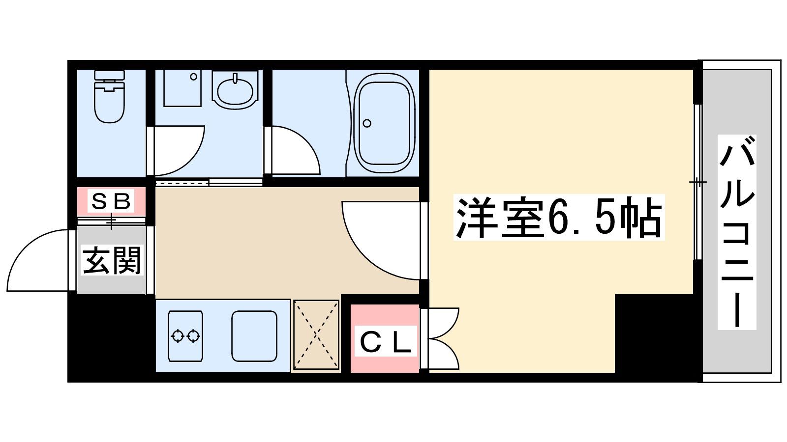 オーシャン東中島 (1K/4階)の間取り写真