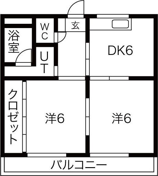 辻ハイム(2DK/3階)の間取り写真