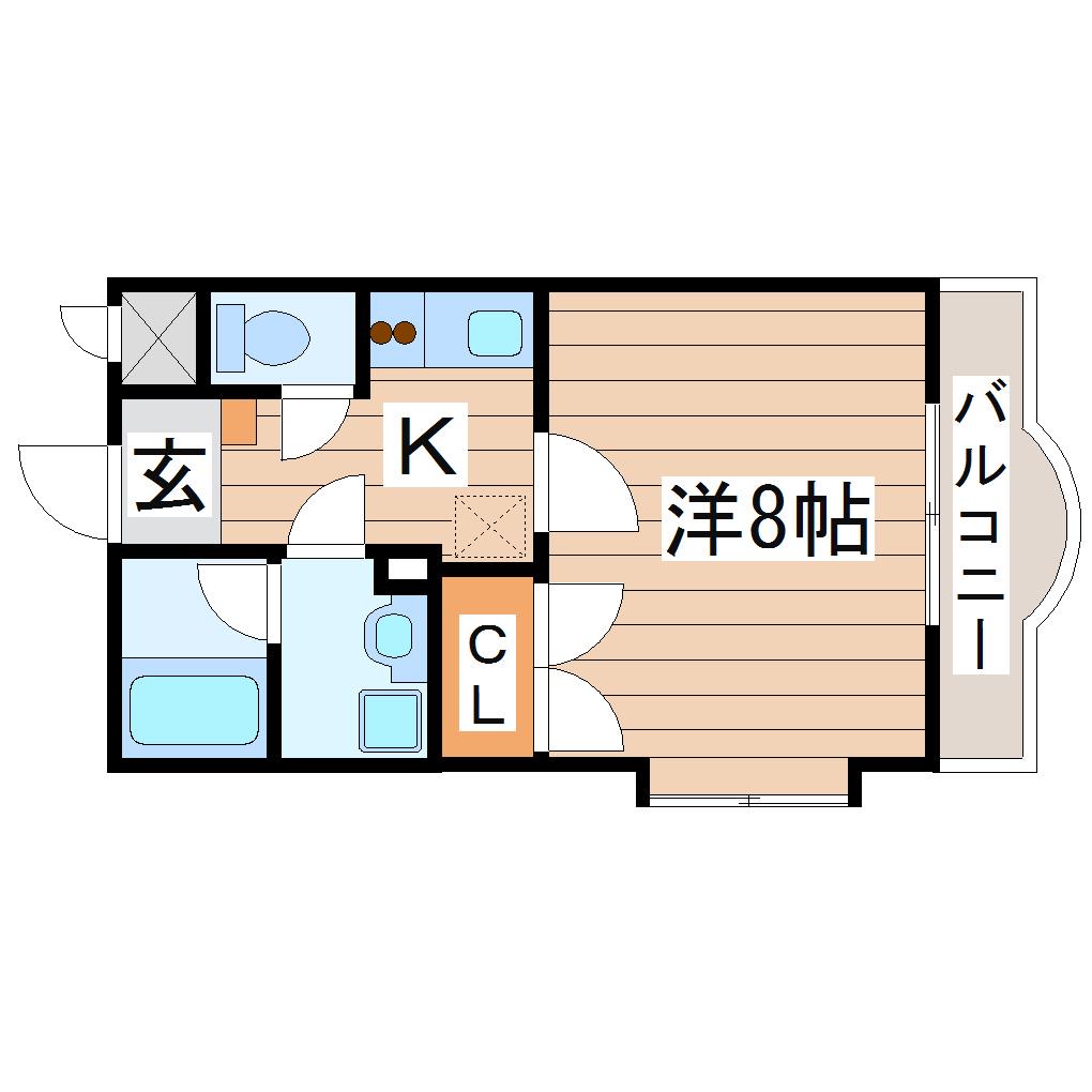 リバブルハイツII(1K/2階)の間取り写真