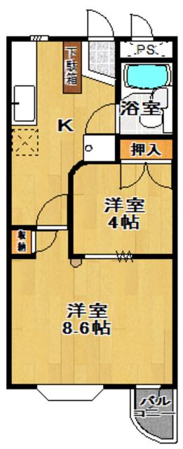 ルミネックス郡山(2K/1階)の間取り写真