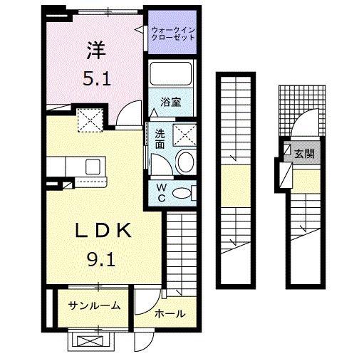 あいの風とやま鉄道 高岡駅 徒歩18分 3階建 築3年(1LDK/3階)の間取り写真
