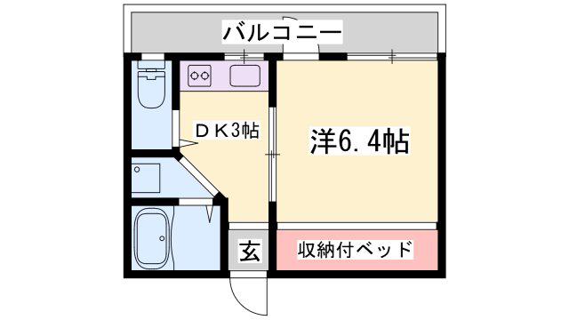 ヒルハイツ(1DK/2階)の間取り写真