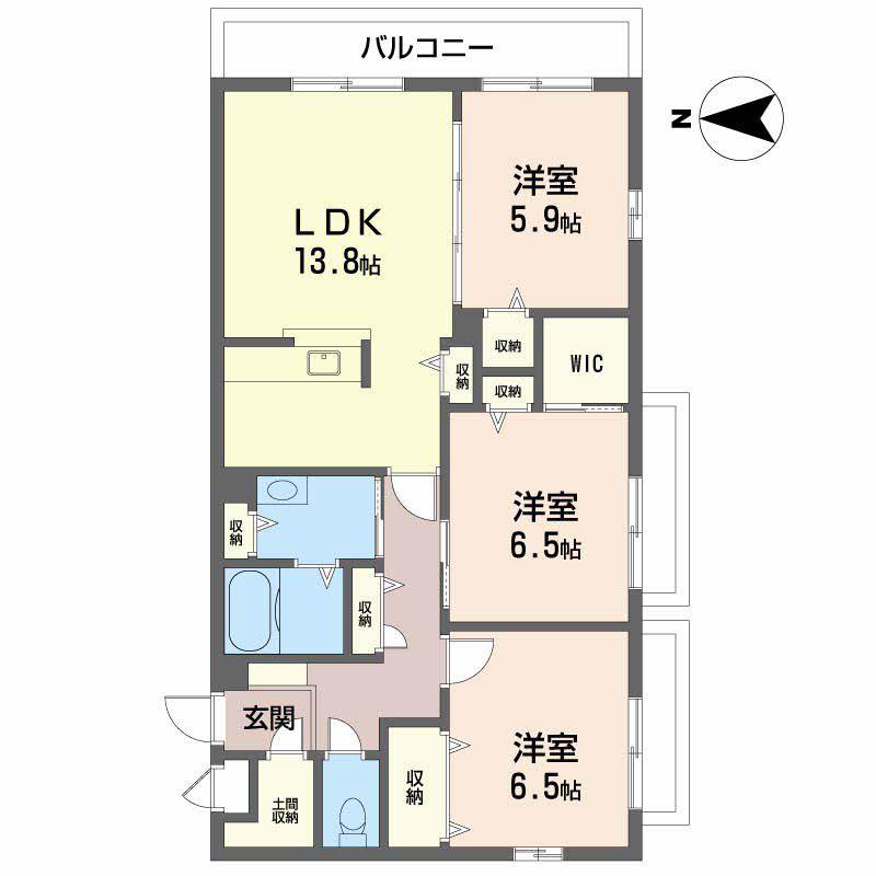 ベルアネス B棟(3LDK/2階)の間取り写真