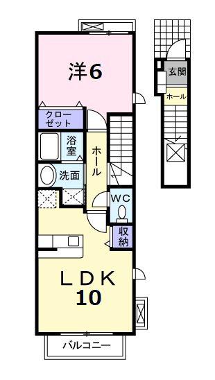 ラ・タンテ(1LDK/2階)の間取り写真