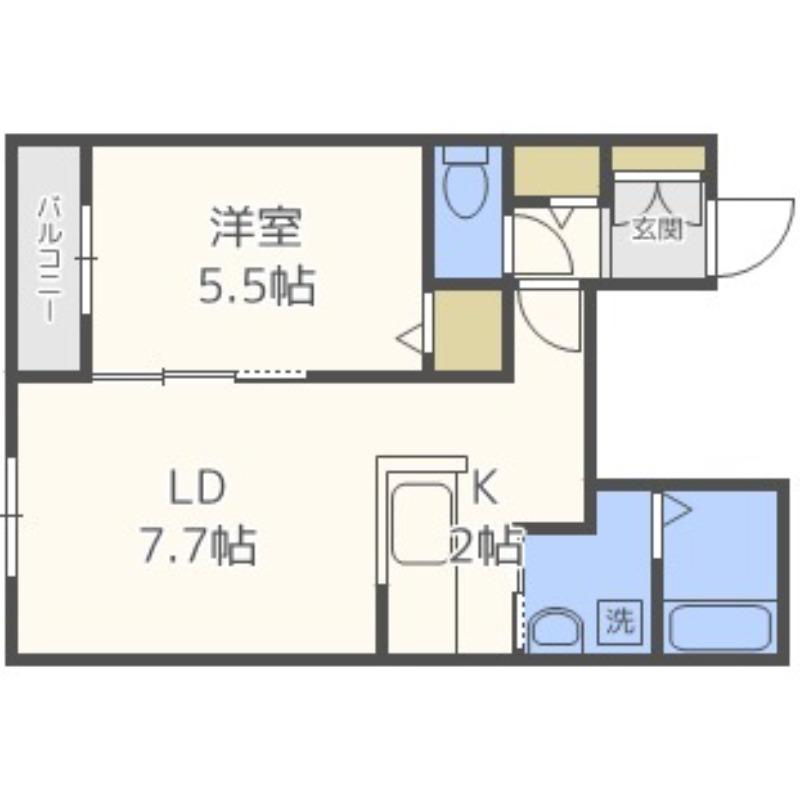 CITY RESIDENCE発寒(1LDK/1階)の間取り写真