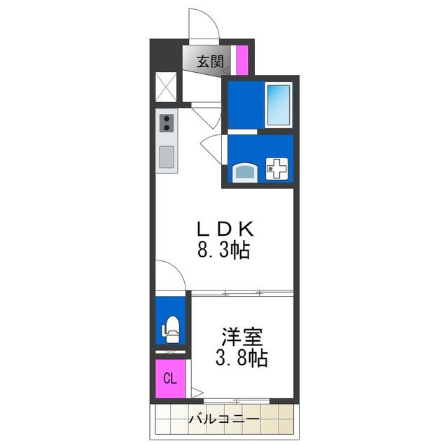 GRANDIR杉本町(1LDK/3階)の間取り写真