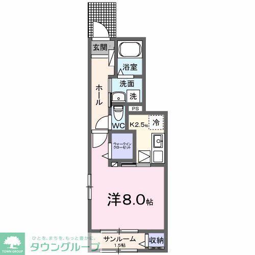 シティーライトII(1K/1階)の間取り写真