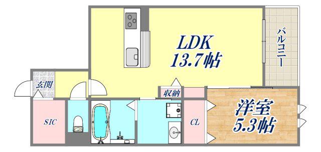 サザンエスト甲東(1LDK/2階)の間取り写真