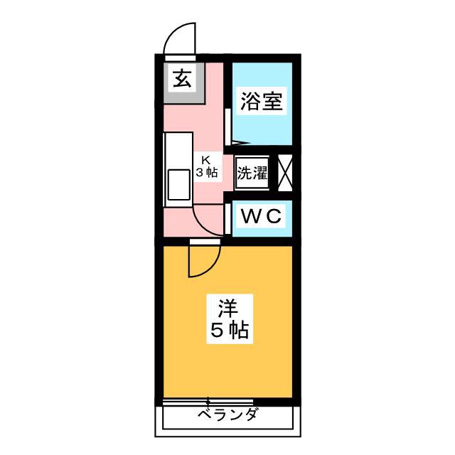 フラットウェルズ(1K/2階)の間取り写真
