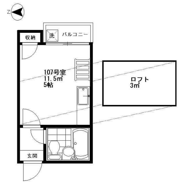 ライフピアマーブル(ワンルーム/1階)の間取り写真