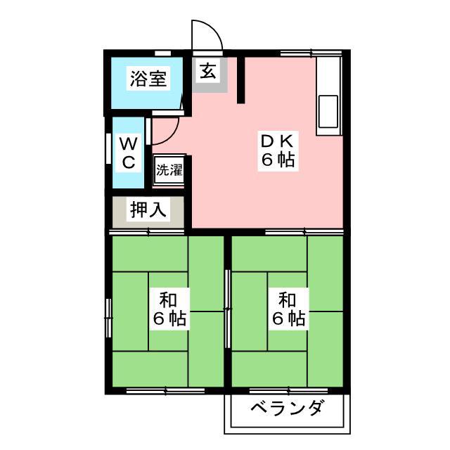 テラスト桜井 A(2DK/2階)の間取り写真