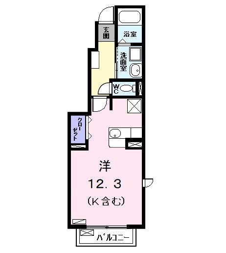 アモール(1K/1階)の間取り写真