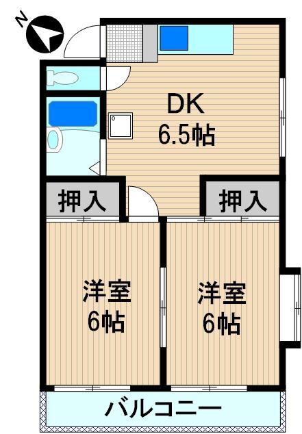 ハイム高橋(2DK/3階)の間取り写真