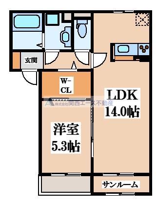 MKスクウェアII(1LDK/1階)の間取り写真