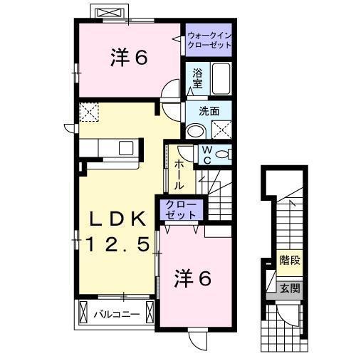 アダージョ A・B棟(2LDK/2階)の間取り写真