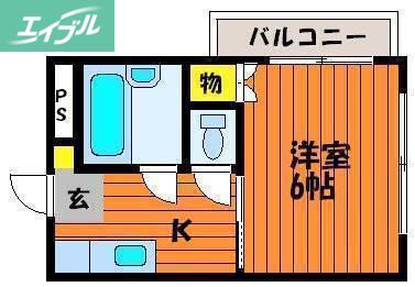 グランデュール野田屋町(1K/4階)の間取り写真