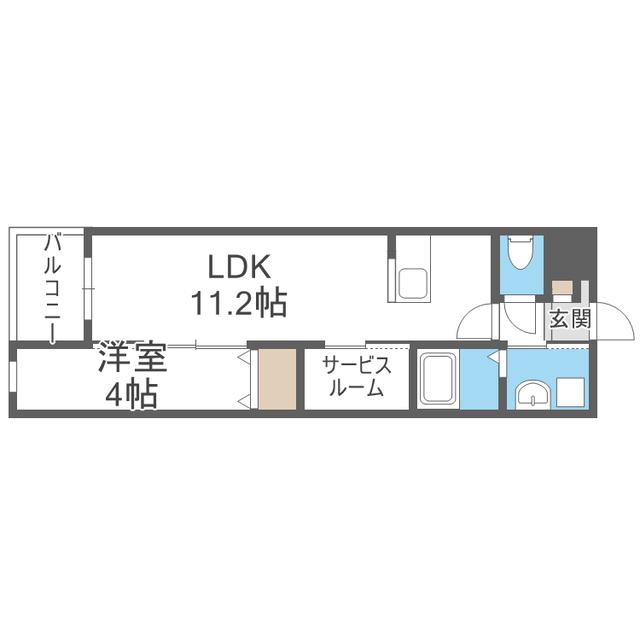 CUBE SUCRE内橋(1SLDK/3階)の間取り写真
