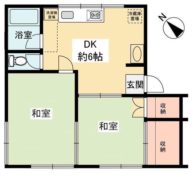 コガハイツ(2DK/1階)の間取り写真