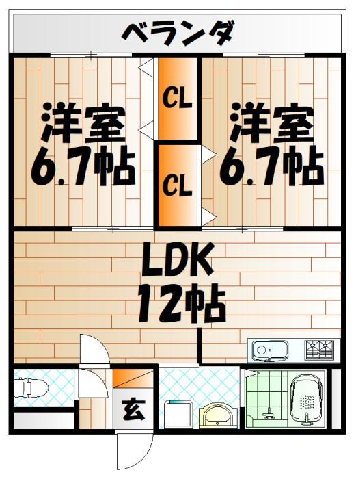 MOビル(2LDK/8階)の間取り写真