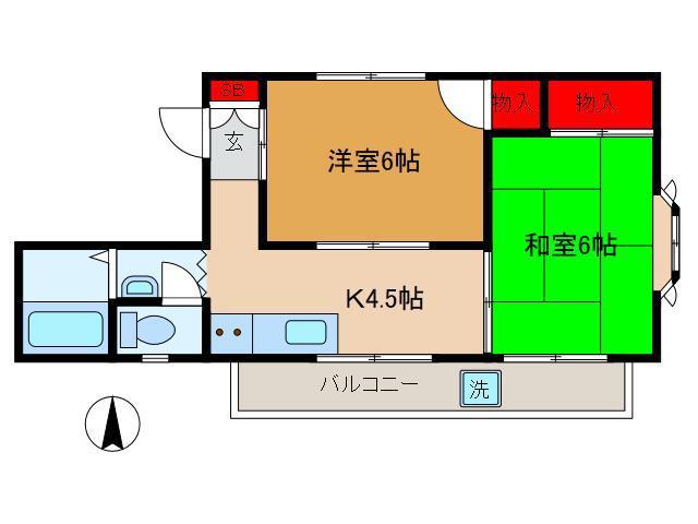 シーマハイツ田和(2K/2階)の間取り写真
