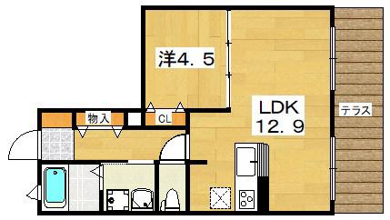 アネックス楠葉(1LDK/1階)の間取り写真