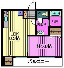 エーデルハイツ(1LDK/3階)の間取り写真