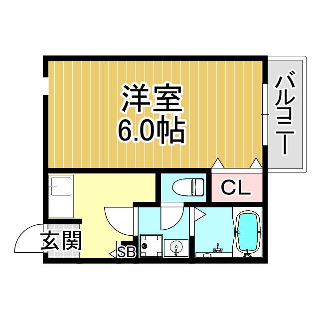 メイプル津門(1K/2階)の間取り写真