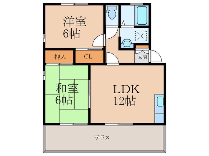 セジュール徳吉C棟(2LDK/1階)の間取り写真