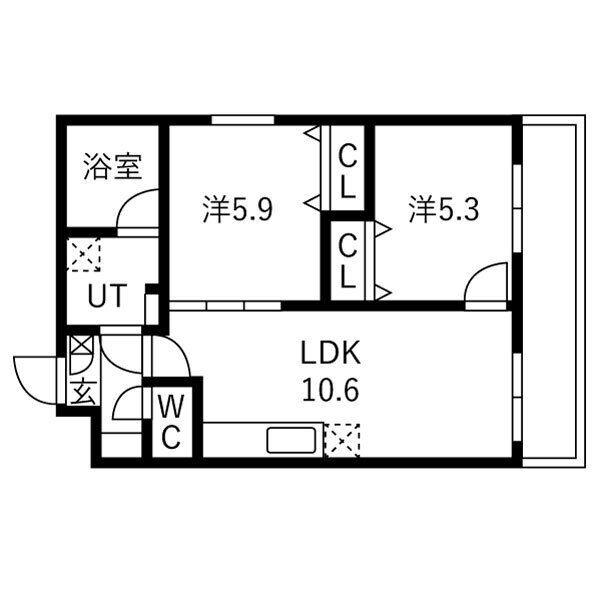 ジトローネ庄内(2LDK/1階)の間取り写真