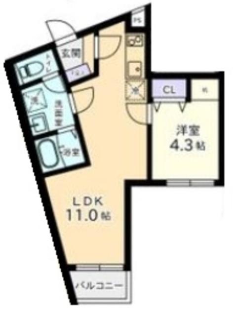 ヴィラージュ白金台(1LDK/1階)の間取り写真
