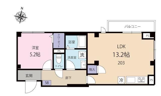 ハピネス ミノリ(1LDK/2階)の間取り写真