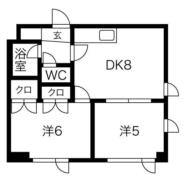 ダイユウハイツ伏古(2DK/4階)の間取り写真