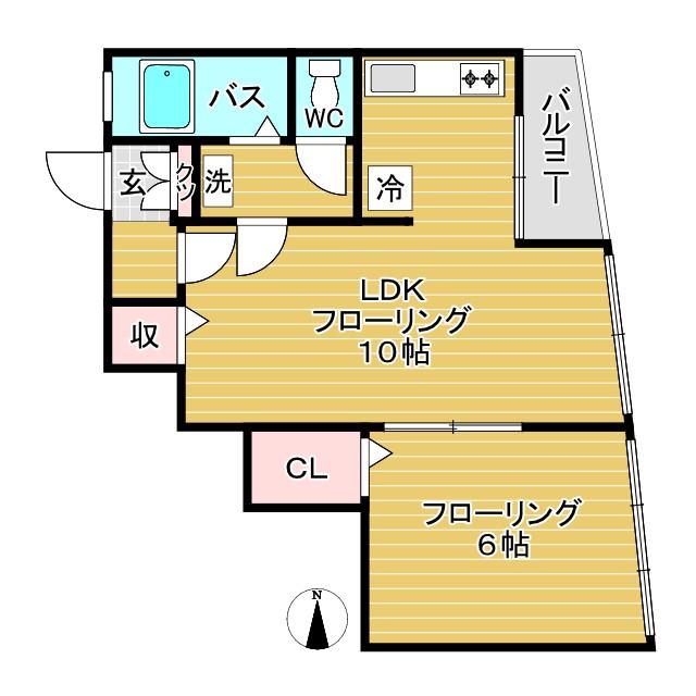 高円寺マンション(1LDK/6階)の間取り写真