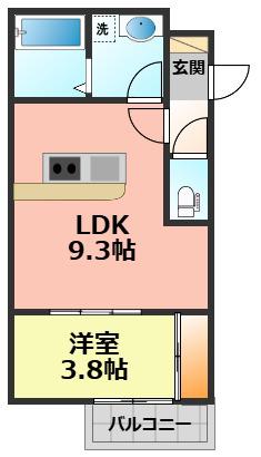 LE COCON 岩倉VI(1LDK/2階)の間取り写真