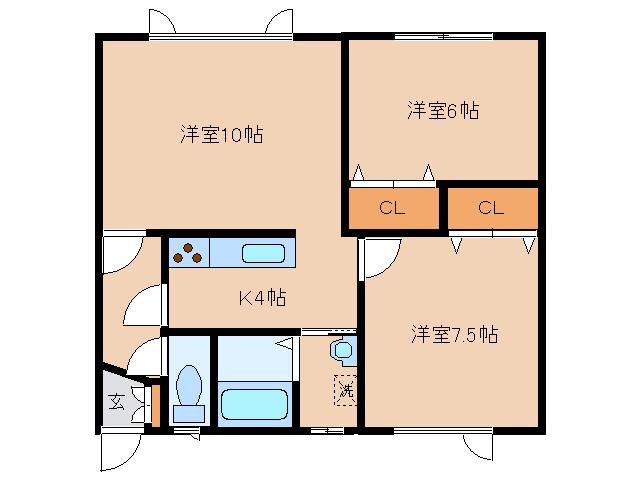 ベルハウス(2LDK/1階)の間取り写真