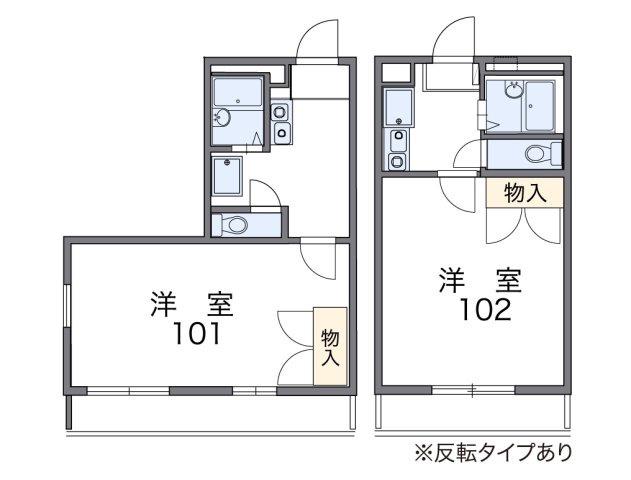 レオパレススカイハイライズ(1K/2階)の間取り写真