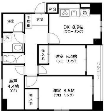 メゾン冨田(2SLDK/3階)の間取り写真