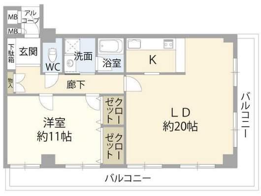 ライオンズマンション新川崎(1LDK/4階)の間取り写真