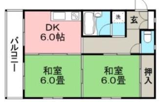 アドバンス弐番館(2K/2階)の間取り写真